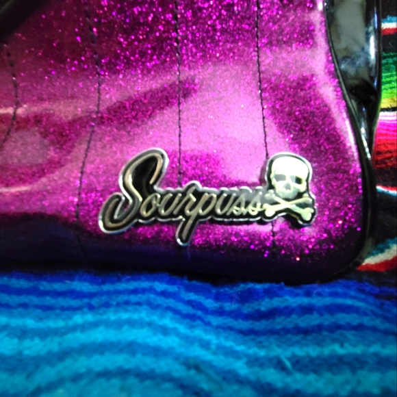 Rare Sourpuss purple sparkle spiderweb purse - Picture 6 of 7